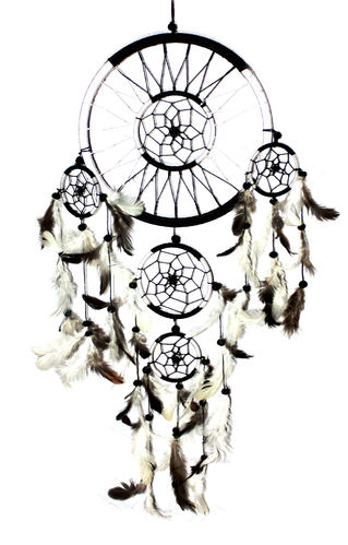 Indian Dreamcatcher Black and White Zwirn 22 cm Ring