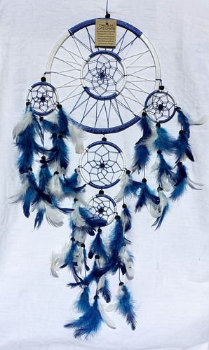 Indian Dreamcatcher Blue and White Zwirn 22 cm Ring