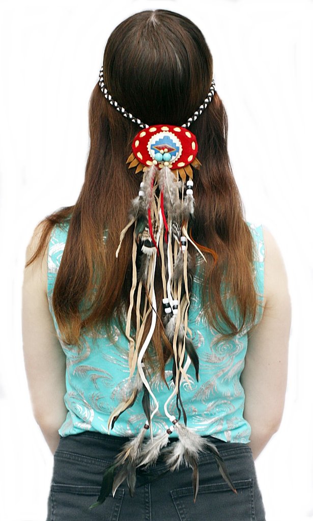 Indianer Haarschmuck CLIP Stirnband Ledermandala